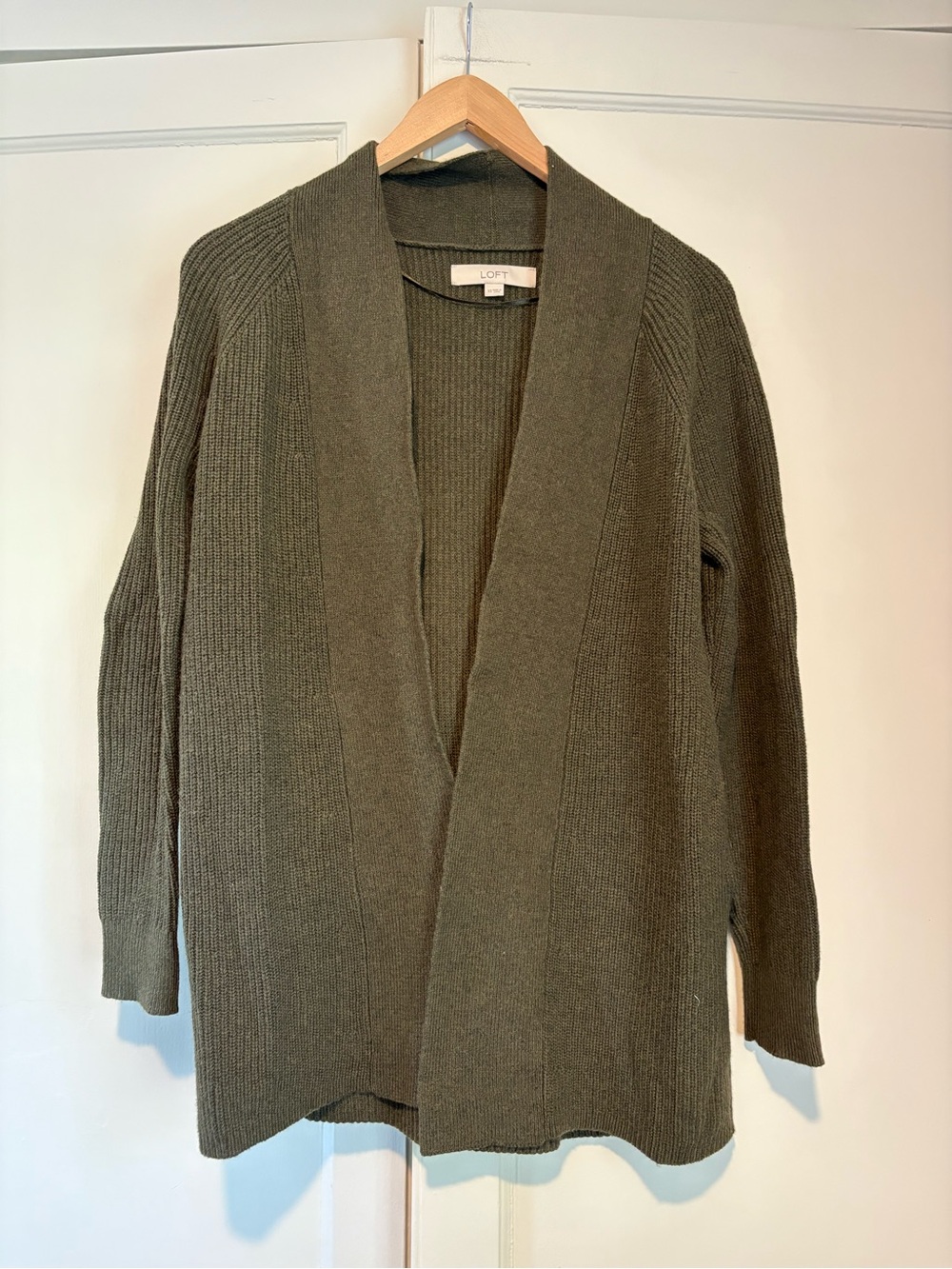 Loft Olive Green Knit Cardigan with Pockets
